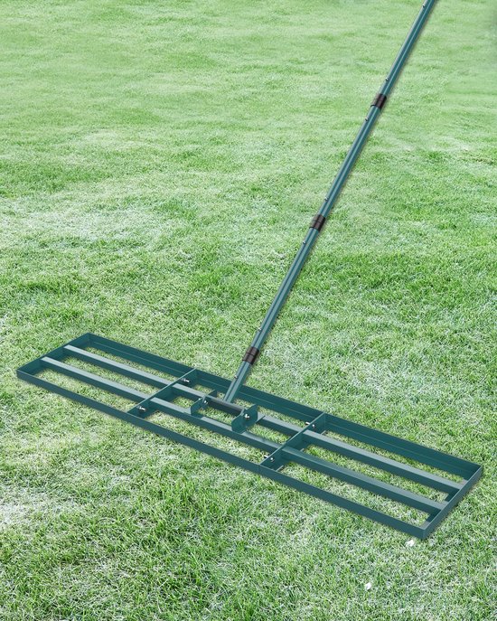 Unyqoos® Robuuste gazonhark met ergonomische steel voor perfecte egalisatie en onderhoud van Merkloos	