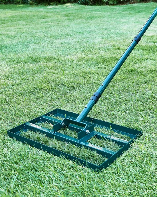 Unyqoos® Roestvrijstalen gazonnivelleerhark met antislip handgreep voor tuinonderhoud