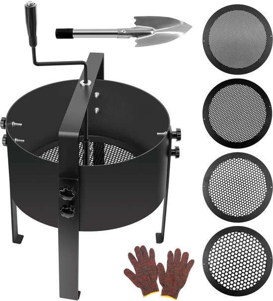 Unyqoos® Roestvrijstalen Tuinzeef met Vier Verwisselbare Zeefinzetstukken voor Efficiënt Tuinieren van Merkloos	