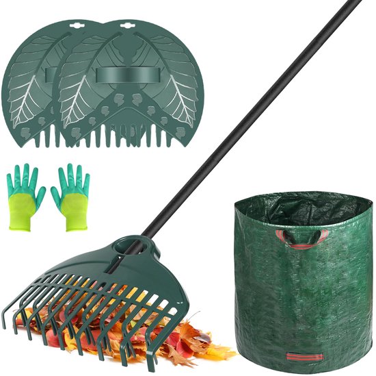 Unyqoos ® Tuingereedschapset voor Optimaal Onderhoud van Je Tuin met Hark, Handschoenen en Afvalzak van Unyqoos