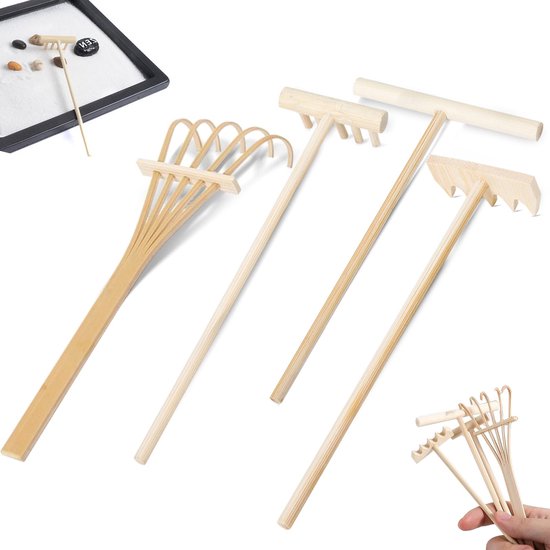 Unyqoos® Vierdelige set miniatuur Zen-tuingereedschap voor creatieve zandpatronen van Merkloos	