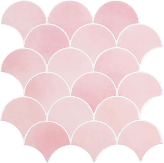 Upgrade Dikkere 3D Tegelstickers voor Badkamer en Keuken, Roze Zelfklevende Plaktegels Visschubben Tegels Wandtegels (10 Stuks)
