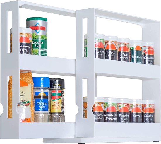 UPP Kruidenrek uittrekbaar, praktisch kastinzet, opbergsysteem voor keuken en badkamer, ruimtebesparend nisrek als kastsysteem of direct op het werkblad, kunststof, wit van UPP