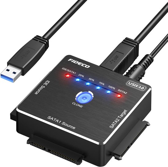 USB 3.0 naar SATA en IDE Adapter voor 2.5 en 3.5 inch Harde Schijven - Ideale Oplossing voor Gegevensoverdracht en Offline Klonen van Ewent