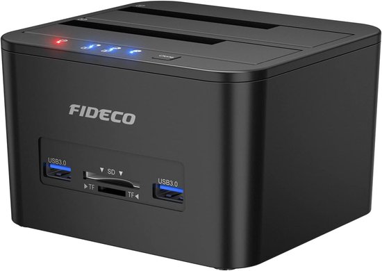 USB 3.0 SATA Docking Station voor 2,5 en 3,5 inch HDD/SSD met Offline Kloningsfunctie en Kaartlezer van Merkloos	