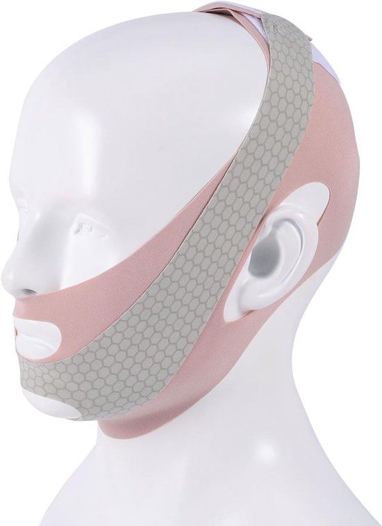 V-Line Lifting Kinband, Nylon Gezichtsafslankband Verstelbare Kinlift Masker Dubbele Kinband Gevormd Gezichtsmasker voor Vrouwen Cadeau Sagging Lift Slapen (Roze) van HIFAUHE