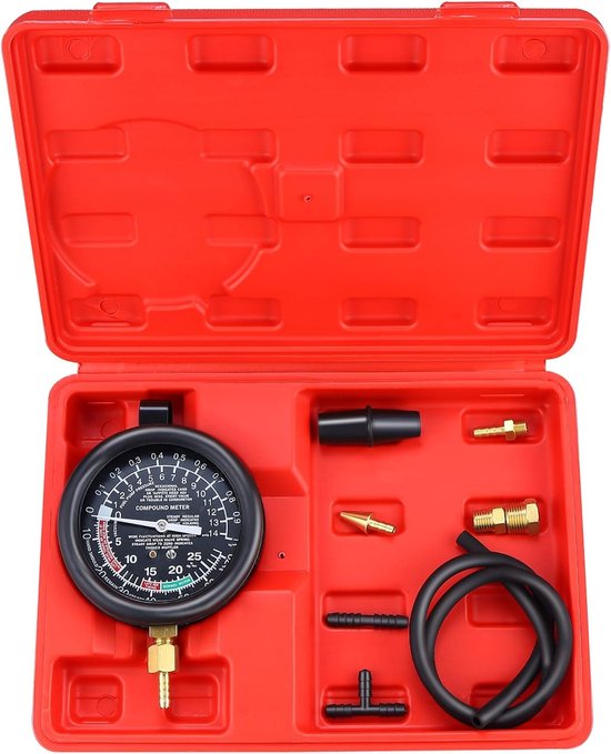 Vacuum Brandstof Druk Tester Gauge - BOOMSTART - Rood - Motoronderdelen van Merkloos	