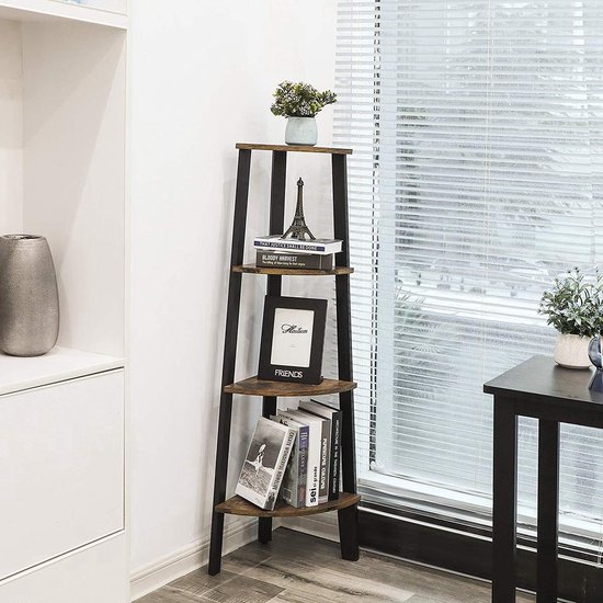 Vasagle Hoekkast – Metaal/MDF - Zwart - 34x34x125 cm van Merkloos	