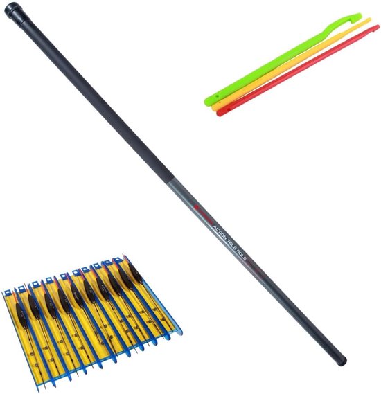 Vaste Hengel Set - Telescoophengel - Direct Vissen - Voorzien Van Elastiek - 6 Meter Lengte - Veelkleurig