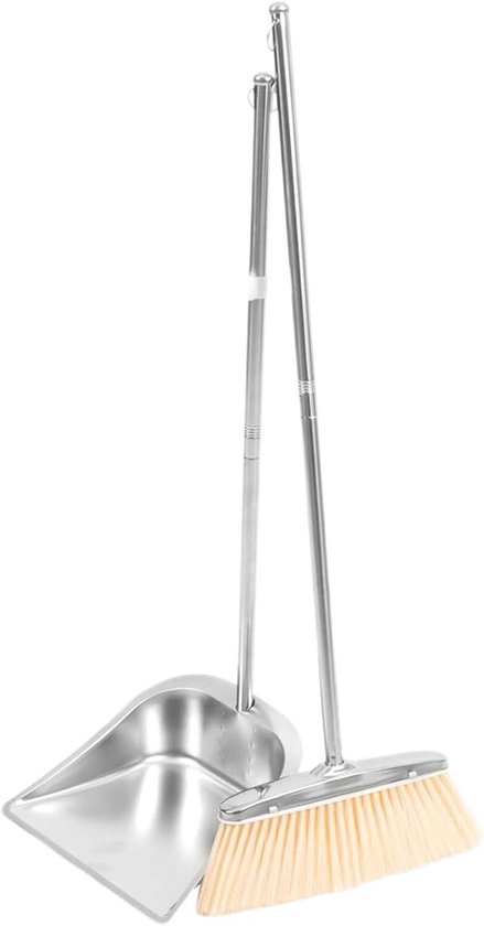 Veegbak Set - Stofblik Schop - Vloeren Schoonmaken - Wandgemonteerde Opslag - 38 x 31 x 11 cm - Zilver