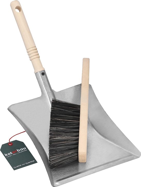 Veeggarnituur 2-delig. Veegplaat en handveger handbezem veegschep verzinkt veegset veegblik bezem schep bezem reiniging houten handvat van Gedore.