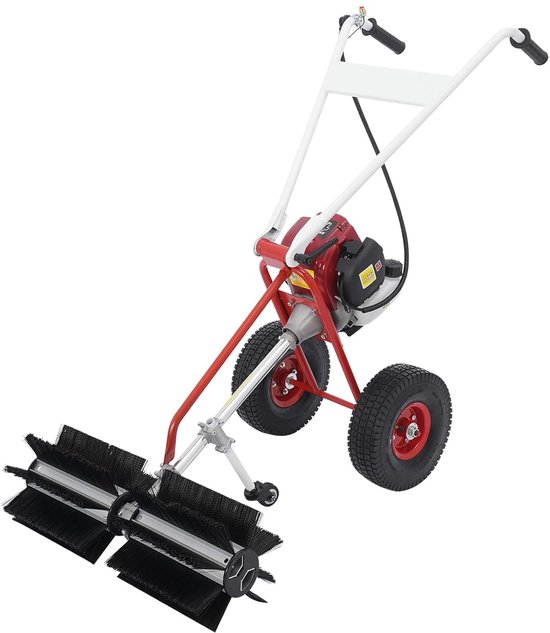 Veegmachine Benzine - Motorbezem Handveegmachine - Buitenruimte Reinigen - 60 cm Werkbreedte - 60 x 60 x 96 cm van Merkloos	