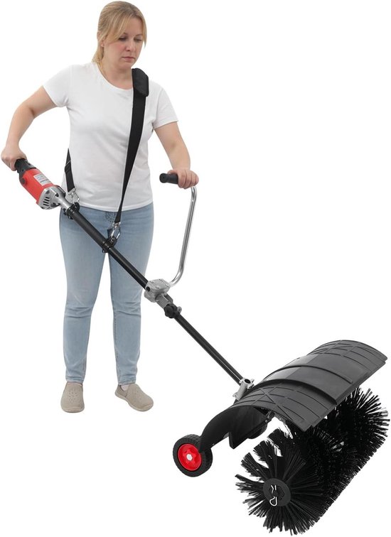 Veegmachine Blaasmachine - Elektrische bezem - Tuin reinigen - Dubbele functionaliteit - 55 cm werkbreedte - Zwart rood oranje van Merkloos	