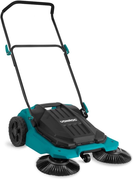 Veegmachine - Handveger - Grote Oppervlakken Reinigen - Volledig Mechanisch - 65 cm Werkbreedte - Grijs