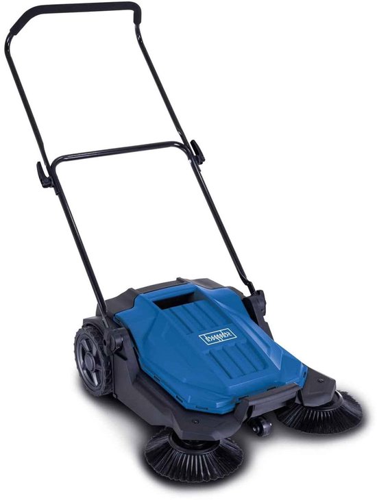 Veegmachine - Handveger - Opritten Reinigen - 3 Borstel Systeem - 65 cm Veegbreedte - Grijs