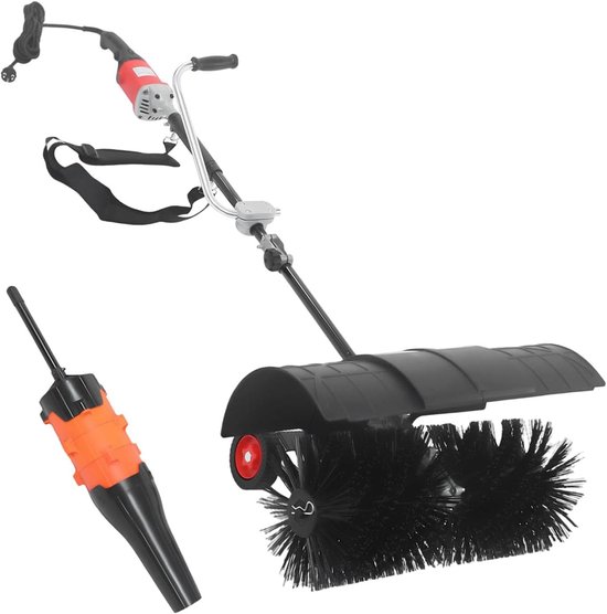 Veegmachine met ventilator - Elektrische bezem - Buiten reinigen - 2-in-1 functionaliteit - 55 cm breed - Zwart rood oranje van Merkloos	