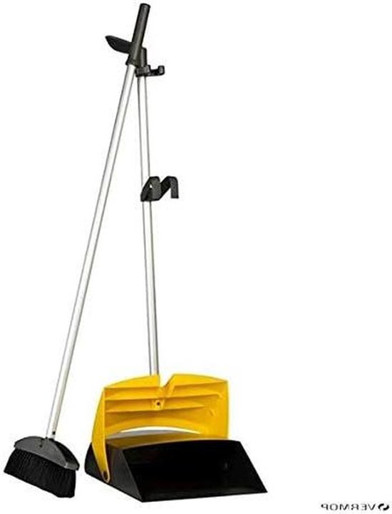 Veegset - Bezem en blik - Hygiënisch reinigen - Klapschep met automatische sluiting - 347 x 347 x 106 cm