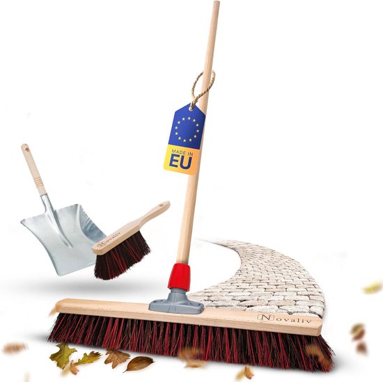 Veegset - Handveger en blik - Buiten schoonmaken - Speciale borstelharen - 60 cm breed - Niet gespecificeerd van Merkloos	