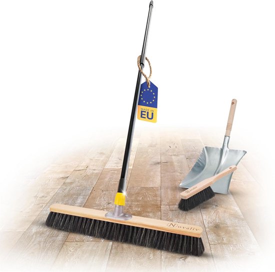 Veegset voor Tuin en Buiten, Metalen Veegschep met Telescoopsteel en Zachte Borstelharen, 60 cm van Merkloos	