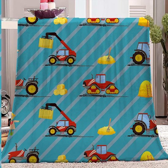 Veelzijdige deken voor bed pluizige zachte grote plaid picknick deken bulldozer blauw 100% microfiber 220x240cm