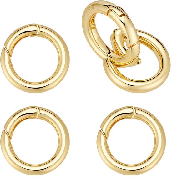 Veerringen in 18-karaats verguld messing ronde sleutelhangers sluitroringen torische ringen draaibare karabijnsluitingen trekker voor het maken van sieraden