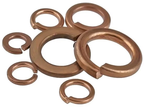 Veerringen, veerringen, messing, sluitringen, sluitringen, sluitringen, M8 (12 stuks)