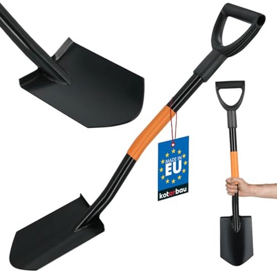 Veldspade 80 cm met metalen steel - Korte spade met scherpe randen voor outdooractiviteiten van Kinzo