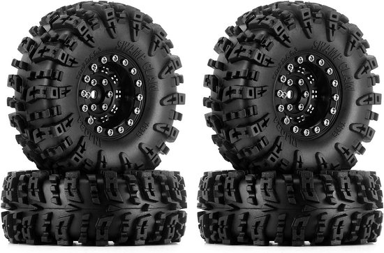 Velgenbandenset 1,3 inch voor RC crawler auto - Modder Terrain banden 70 x 27 mm van Merkloos	