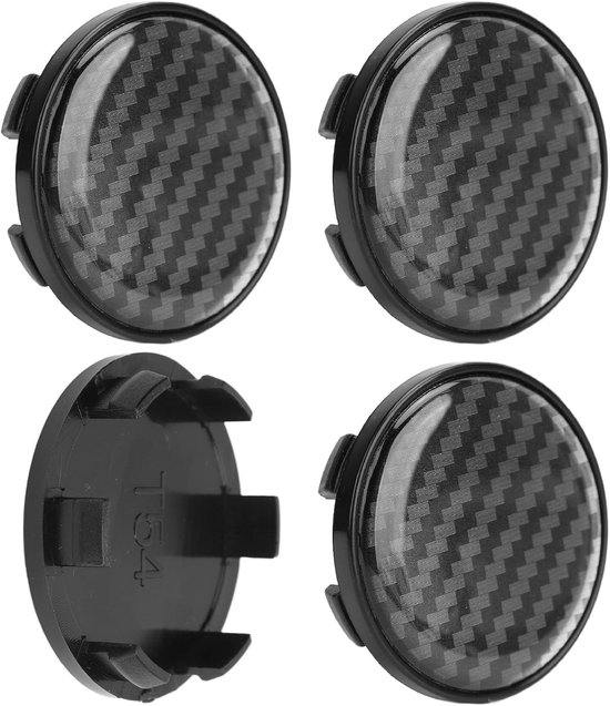 Velgnaafdop Middenset van 4 Wielnaafdoppen - Middennaafdopafdekking - Buitendiameter 54 Mm - Binnendiameter 49 Mm - Universeel voor Auto-naafbescherming - Koolstofpatroon van TengTools