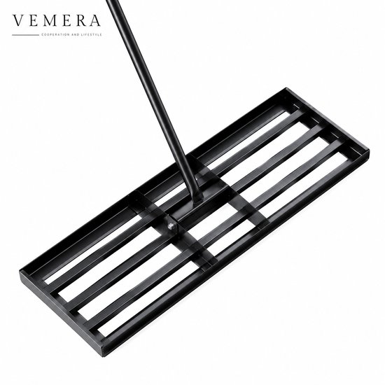 Vemera hark - professionele cm-hark metalen staaf - verstelbaar - dikte antislip rubberen handvat - nivellering van zandgrond - gazongereedschap - voor tuin - achtertuin - golfbaan - zwart van Merkloos	
