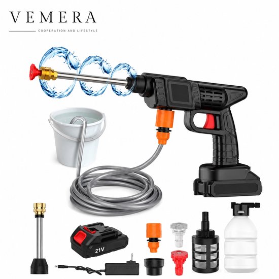Vemera hogedrukreiniger - hogedrukhendel - hogedrukspuit - was pistool - wasstraatdruk 50 bar - 21V accu 1×