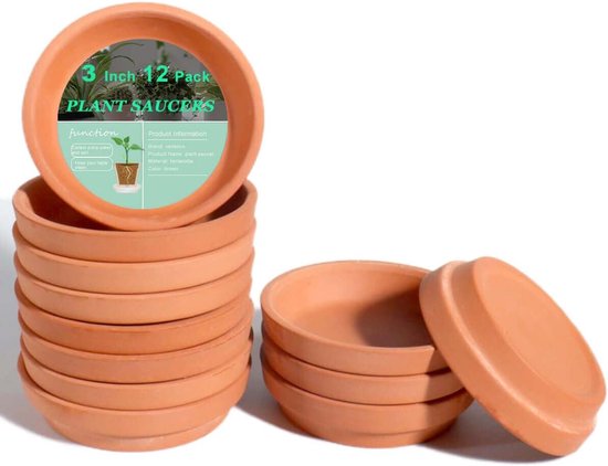 vensovo 3 inch terracotta plantenschotel potten lade - 12 stuks mini plantenschotels voor binnen en buiten planten, kleine kleibakjes perfect voor 6 cm 2,5 inch bloempot