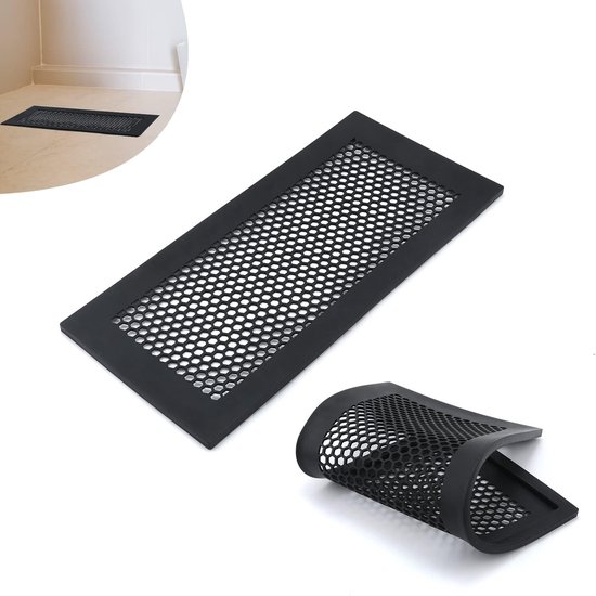Vent Deksel voor Vloerregister - Zachte Siliconen Vloer Vent Deksel - Kindveilig Ventilatie Rooster Deksel voor Vloer Wand Plafond - Trap Afval Haar (Zwart) van Merkloos	