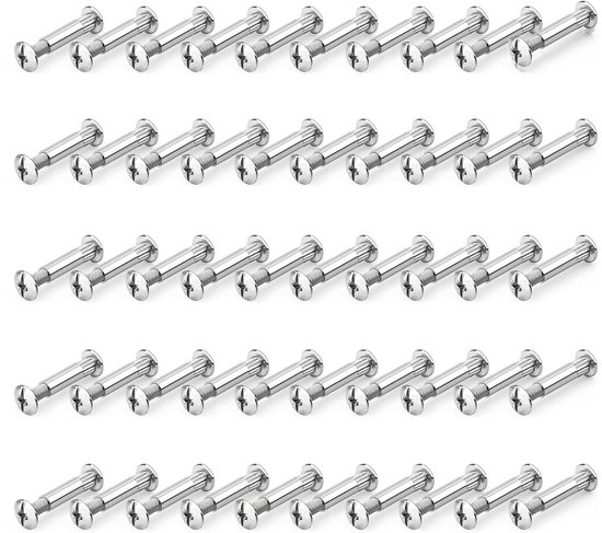 Verbindingsschroef voor meubels M4 hulsschroeven staal vernikkeld montageschroeven voor kasten houten planken 50 stuks van Merkloos	