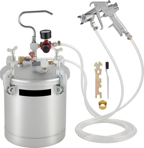 Verf Druk Pot -25-30 Psi - 10L - Met Spuitpistool - Hoogwaardige Mondstuk - Grote Capaciteit - Veiligheidsontwerp - Zwaar Uitgevoerd Mondstuk - Op Grote Schaal Gebruiken - Voor Commercieel Schilderen van Mophorn
