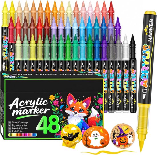 Verfstiften, professionele acrylmarkers met penseelpunt, waterbestendige verfstiften voor stenen schilderen, canvas, glas, hout en textiel