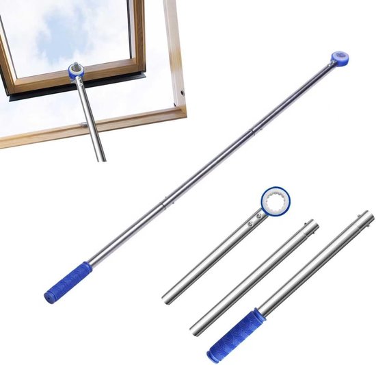 Verlengbare Raamhandgreep voor Dakramen - 116 cm Blauw - Ideaal voor het Openen van Skylights en Vensters