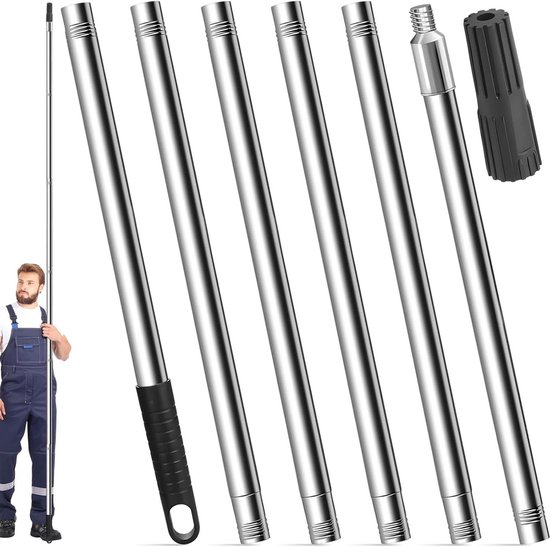 Verlengpaal Verfroller - Telescopische Stok - Schilderen Plafonds - Verstelbare Lengte - 22 meter - Zilver