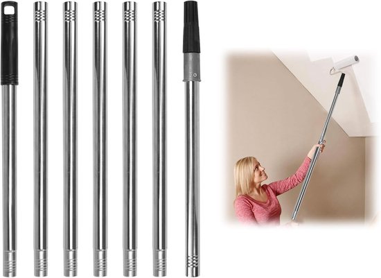 Verlengstang Telescoop voor Verfroller 7-Delig 2,8 Meter Uitschuifbaar