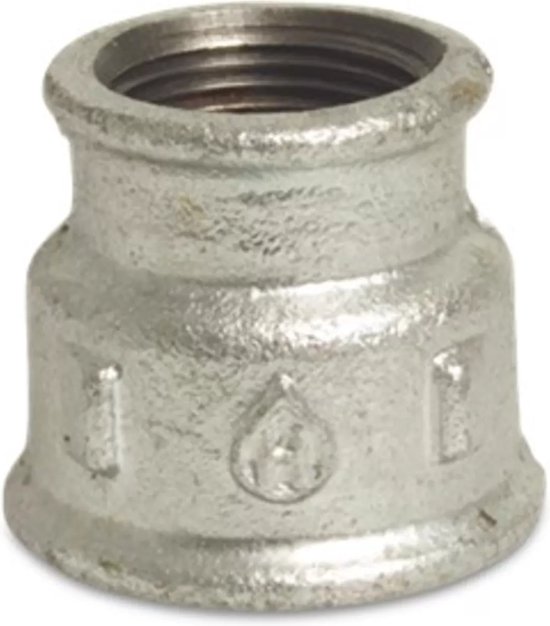 Verloopsok Gietijzer Mega Verzinkt 1/2" X 1/4" Binnendraad Nr. 240 van VER