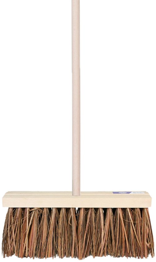 Vero Straatbezem van Natuurvezels - hout - Breedte 41 cm - buitenbezem - voor tegels - Steel hout van 140 cm - Harde ondergronden van Vero.