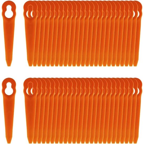 Verpakking met 100 kunststof vervangingsmessen, geschikt voor de Stihl Polycut 2, Polycut 3, FSA 45, FSA 57 en FSE 52 bosmaaiers.