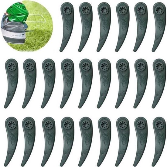 Verpakking met 24 vervangende messen Geschikt voor Bosch trimmers, Geschikt voor de Bosch Durablade Art 23-18 LI en Art 26-18 LI trimmers.