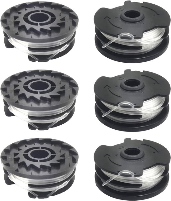 Verpakking met 6 vervangende spoelen trimmerdraad voor LIDL Parkside PRTA 20-Li A1, B2, C3, PRT 550 A1, A3, PRT 300 A1 grastrimmers. van Merkloos	