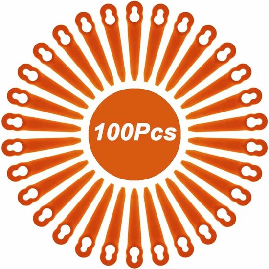 Verpakking van 100 compatibele messen voor Stihl PolyCut 2-2 PolyCut 3-2, FSA 45 FSA 57 FSE 52, kunststof messen voor Stihl snoerloze trimmer H166 van Oregon