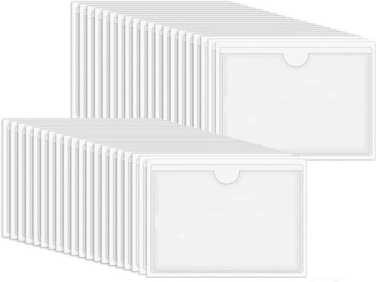 Verpakking van 40 zelfklevende labelhouders - Visitekaartjeshouders - Metaal voor draadplanken - Prijslabels voor goederenmarkering
