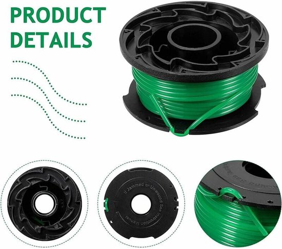 Verpakking van 6 spoelen lijn voor Black and Decker GL7033, GL8033, GL9035 bosmaaier, 6 m van Black and Decker