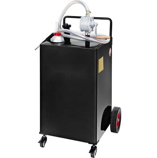 Verrijdbare brandstoftank - 113 L brandstofcontainer - Handmatige overvoerpomp - 4 wielen - Voor benzine en diesel - Voor auto, grasmaaier, ATV & boot - Zwart van Waldbeck