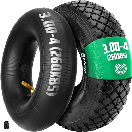 Verstelbare Band 3.00-4 met Binnenband en Gebogen Ventiel TR87 - Geschikt voor Transportwagens en Tuinkarren van Merkloos	