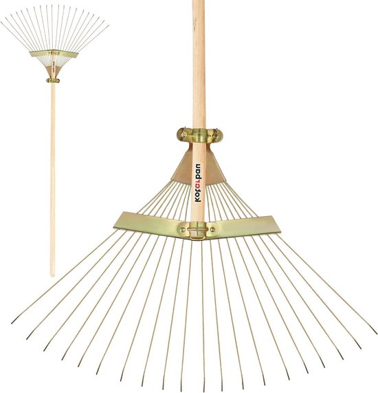 Verstelbare Bladhark - Tuinhark Waaier - Bladeren Harken - Breedte Verstelbaar - 150 cm Steel - Zilverkleurig